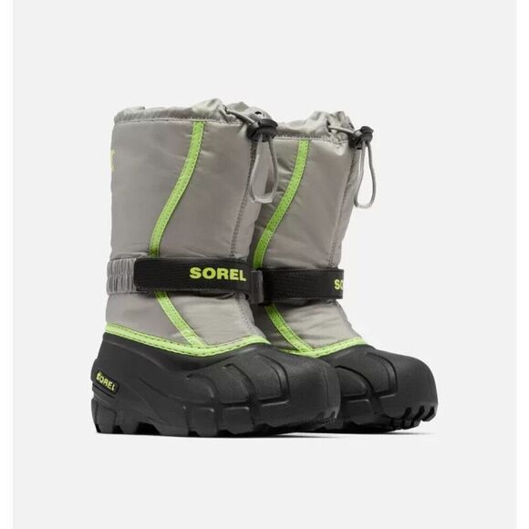Sorel Flurry 1855251-062 Kids US 10 Gray Black Insulated Snow Boots ZPO2856 - Picture 1 of 10
